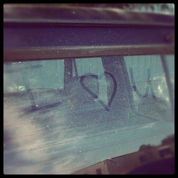 Look what I wrote on my buddy Ben's car. Don't worry Dar, he'll never replace you. He is a petty good kisser though.