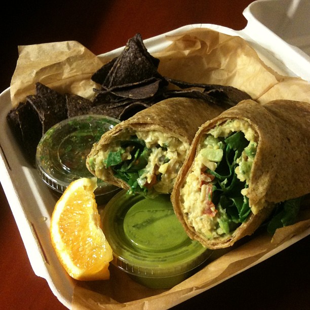 So excited about my Happy "Vegan" Tuna Wrap from Steamed Organic Vegetarian Restaurant in Long Beach!
